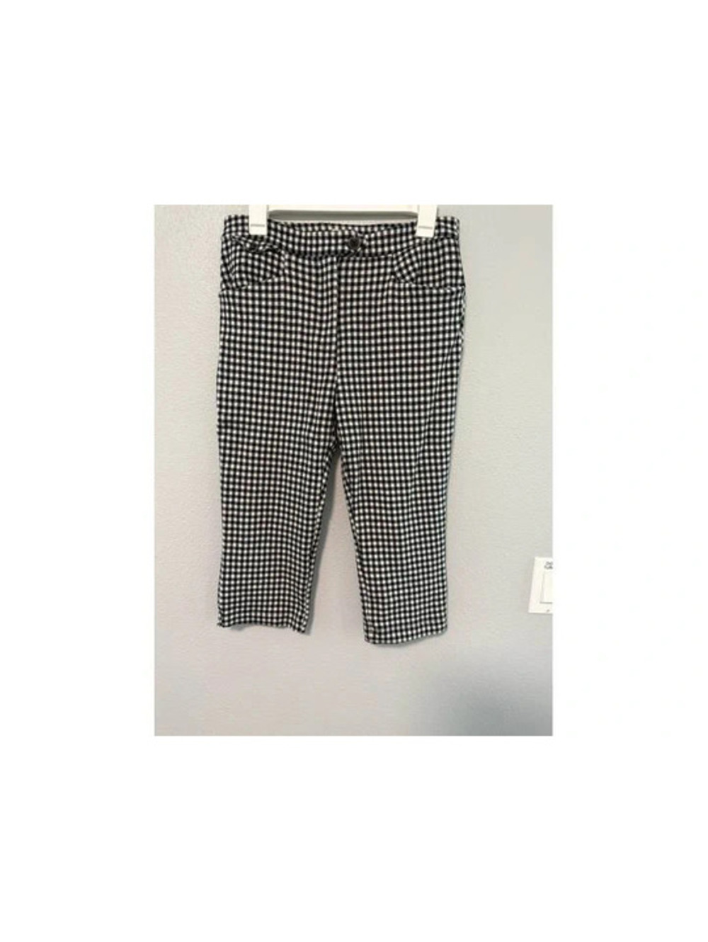 #6203  Anthropologie Black & White Gingham Cropped Pants